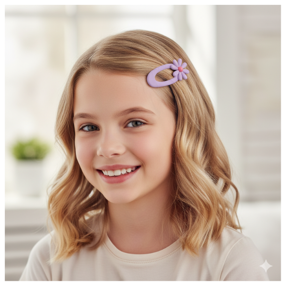 Hair Clips for Girls – 10 Pcs No-Slip Snap Barrettes | Colorful Flower Design | Cute Hair Accessories for Kids, Teens & Women