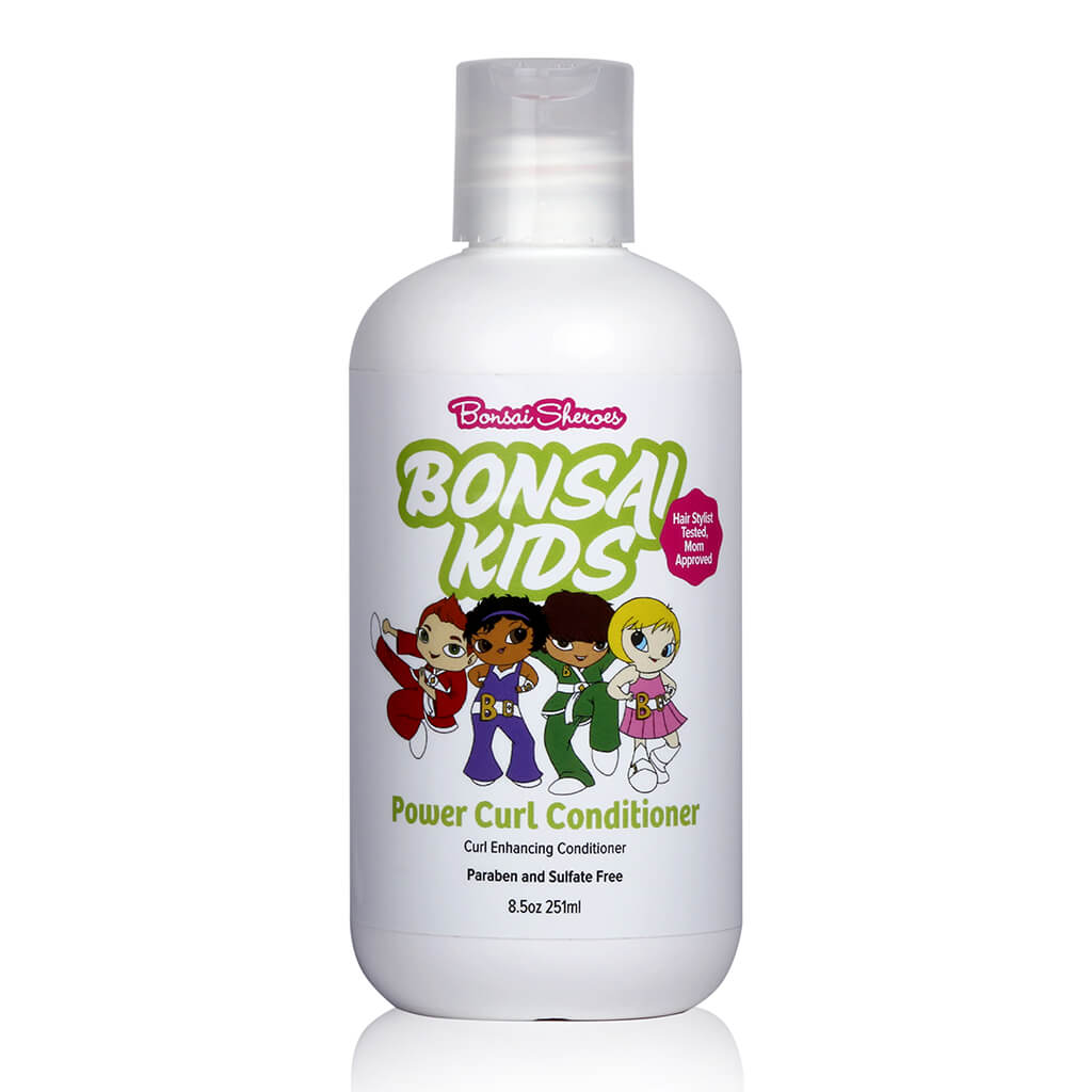 Nourish your child's curls with Bonsai Kids Power Curl Conditioner. This gentle, paraben-free conditioner restores bounce and shine to toddler curly hair, making bath time enjoyable. Salon quality at home, safe for daily use.