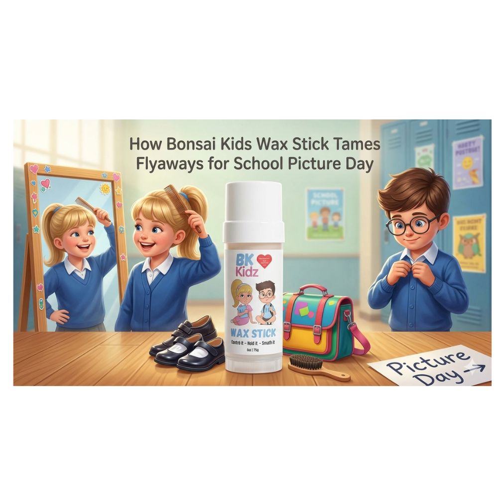 How Bonsai Kids Wax Stick Tames Flyaways for School Picture Day