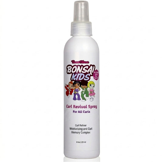 Bonsai Kids Curl Spray 8 oz - Tear-Free Curl Refresher & Defining Spray for Toddlers & Girls - Frizz Control & All-Day Bounce for Wavy, Curly, Biracial Hair - Gentle Styling Mist