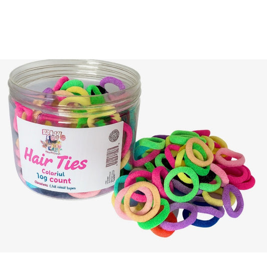 Bonsai Kids Colorful Hair Ties, Elastic No-Crease Ponytail Holders for Girls and Teens, Multi-Color, 100 Count