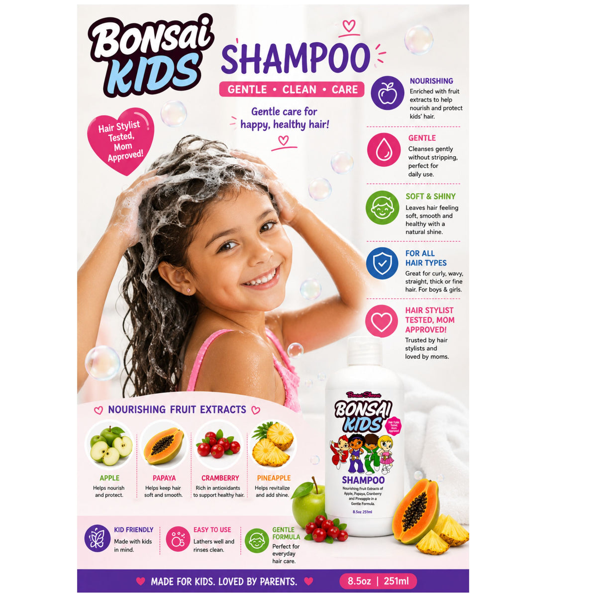 Bonsai Kids Gentle Shampoo for Boys & Girls, 8oz