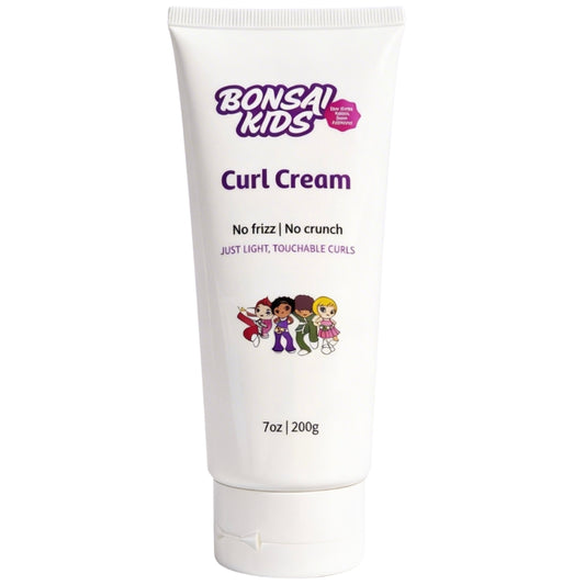 Bonsai Kids Curl Cream 7 oz - Curl Defining and Frizz Control for Toddlers, Girls & Boys - Moisturizing Leave-in Cream for Wavy Curly Biracial Hair - Gentle for Thin to Thick Hair Types
