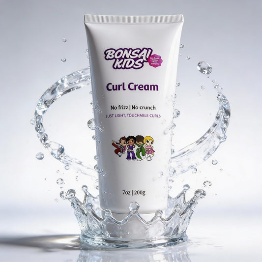 Bonsai Kids Curl Cream 10 oz - Curl Defining & Frizz Control for Toddlers, Girls & Boys - Moisturizing Leave-in Cream for Wavy Curly Biracial Hair - Gentle for Thin to Thick Hair Types