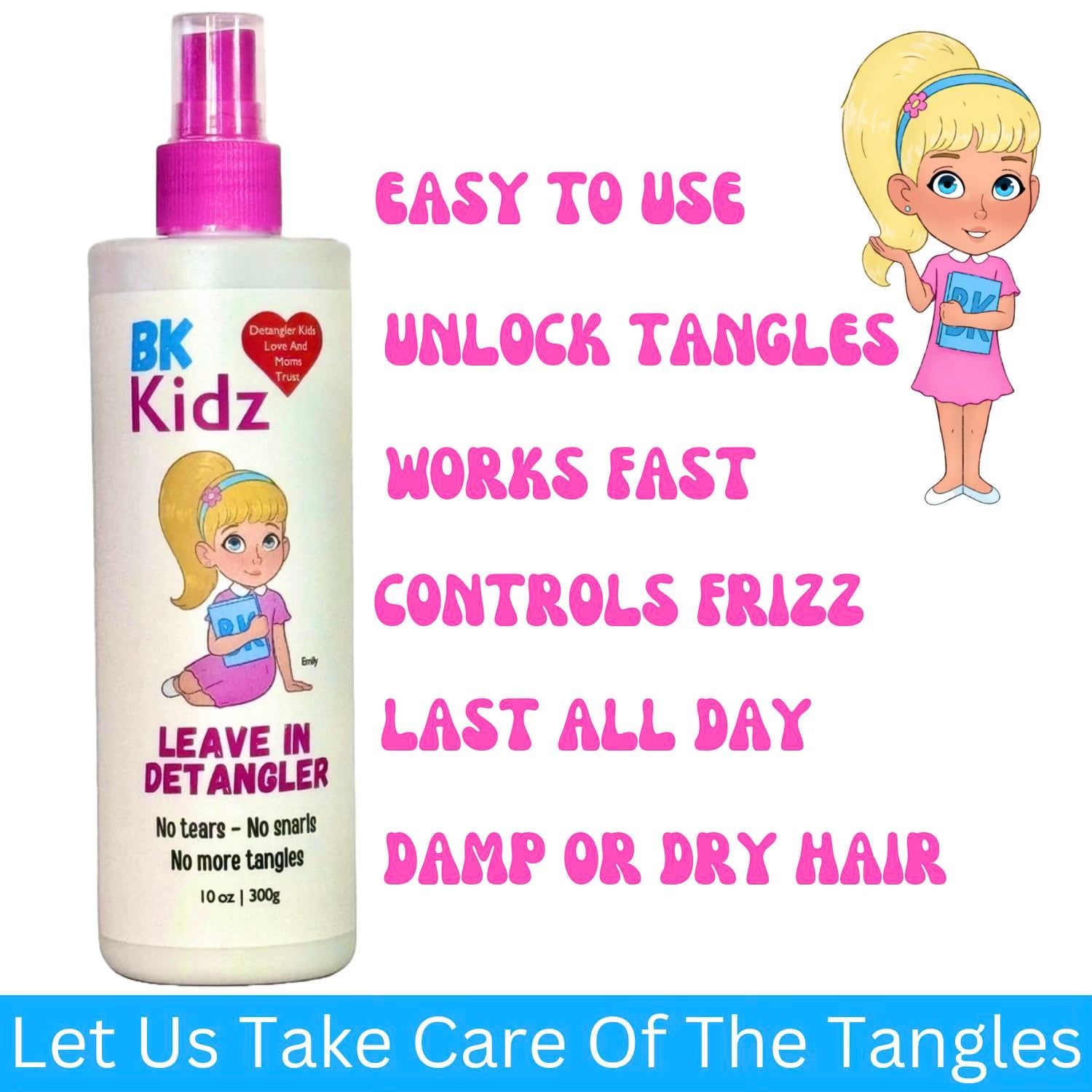 Benefits of Bk Kidz Effortlessly remove knots buy BK Kidz Detangler Spray. Ideal for kids' hair, it keeps hair smooth, manageable, and tangle-free. Easy to apply and gentle for everyday use.