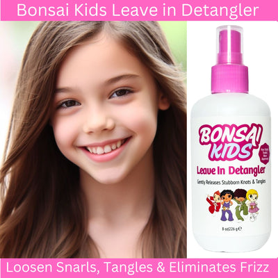 Bonsai Kids Detangler Spray - Perfect for taming tough tangles and preventing knots. Use regularly for manageable, tangle-free hair. Ideal for all hair types.