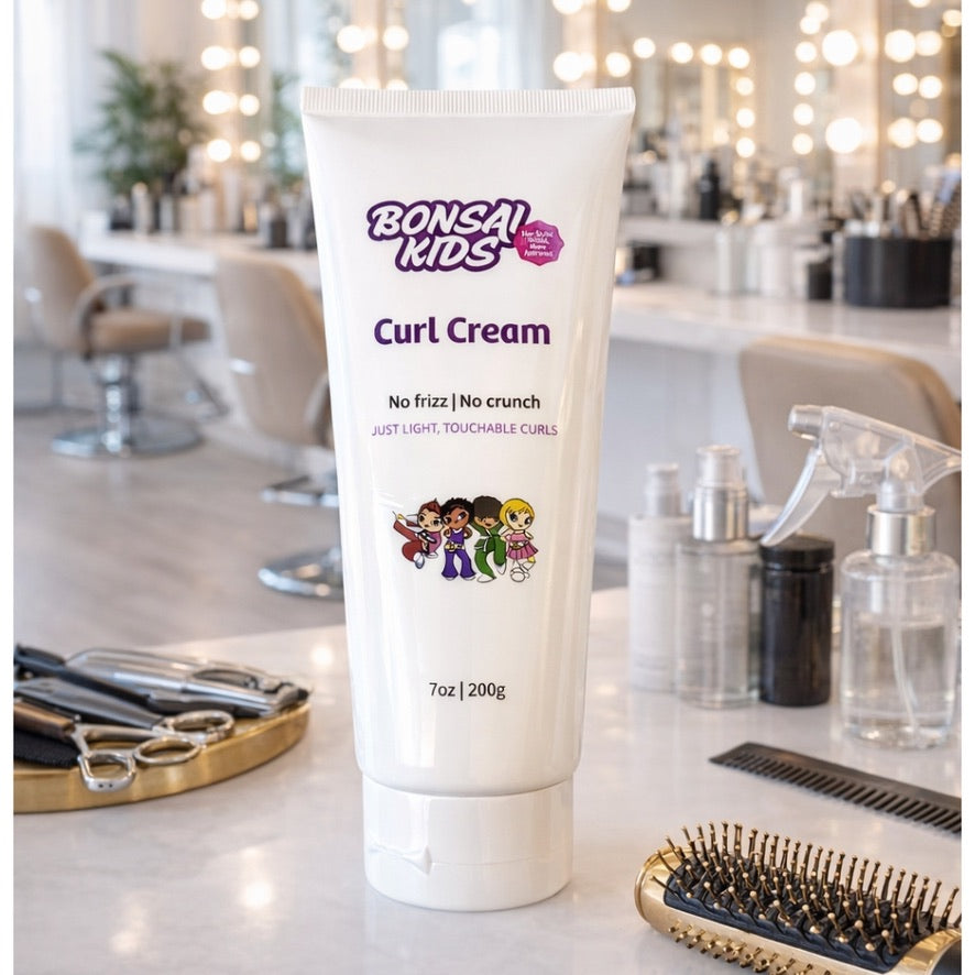 Bonsai Kids Curl Cream 10 oz - Curl Defining & Frizz Control for Toddlers, Girls & Boys - Moisturizing Leave-in Cream for Wavy Curly Biracial Hair - Gentle for Thin to Thick Hair Types