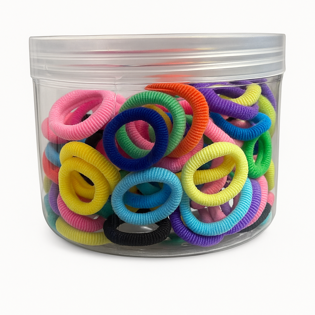 Bonsai Kids Colorful Hair Ties, Elastic No-Crease Ponytail Holders for Girls and Teens, Multi-Color, 100 Count