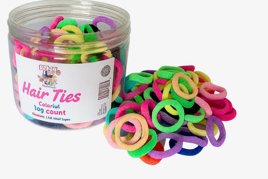 Bonsai Kids Colorful Hair Ties, Elastic No-Crease Ponytail Holders for Girls and Teens, Multi-Color, 100 Count