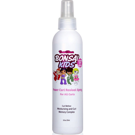 Bonsai Kids Curl Spray 8 oz - Tear-Free Curl Refresher & Defining Spray for Toddlers & Girls - Frizz Control & All-Day Bounce for Wavy, Curly, Biracial Hair - Gentle Styling Mist