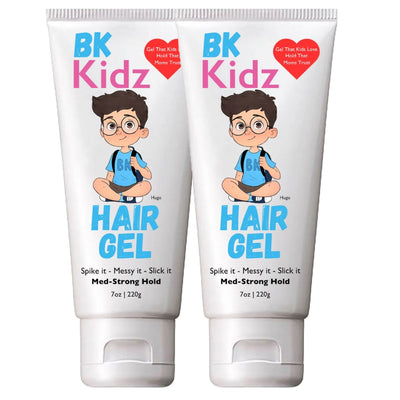  Double Pack -Shop BK Kidz boys Hair Gel for a strong hold and natural shine. Perfect for boys, toddlers, ponytails, and biracial kids' hair. Enjoy a blueberry scent and all-day hold.