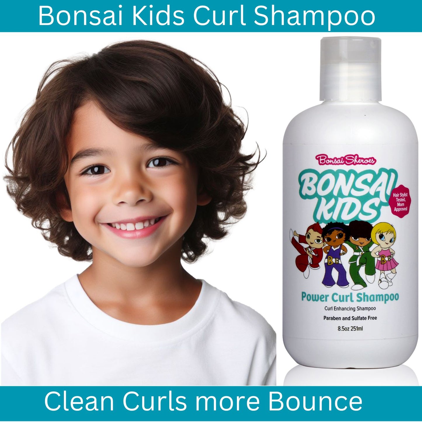 Bonsai kids curl shampooRestore bounce and shine to your child’s curls with our gentle Kids & Toddlers Curl Shampoo. Perfect for soft, fluffy curls