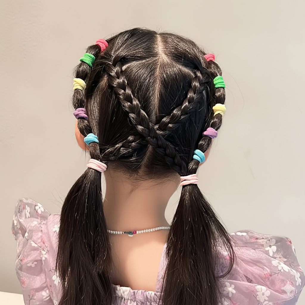 Bonsai Kids Colorful Hair Ties, Elastic No-Crease Ponytail Holders for Girls and Teens, Multi-Color, 100 Count