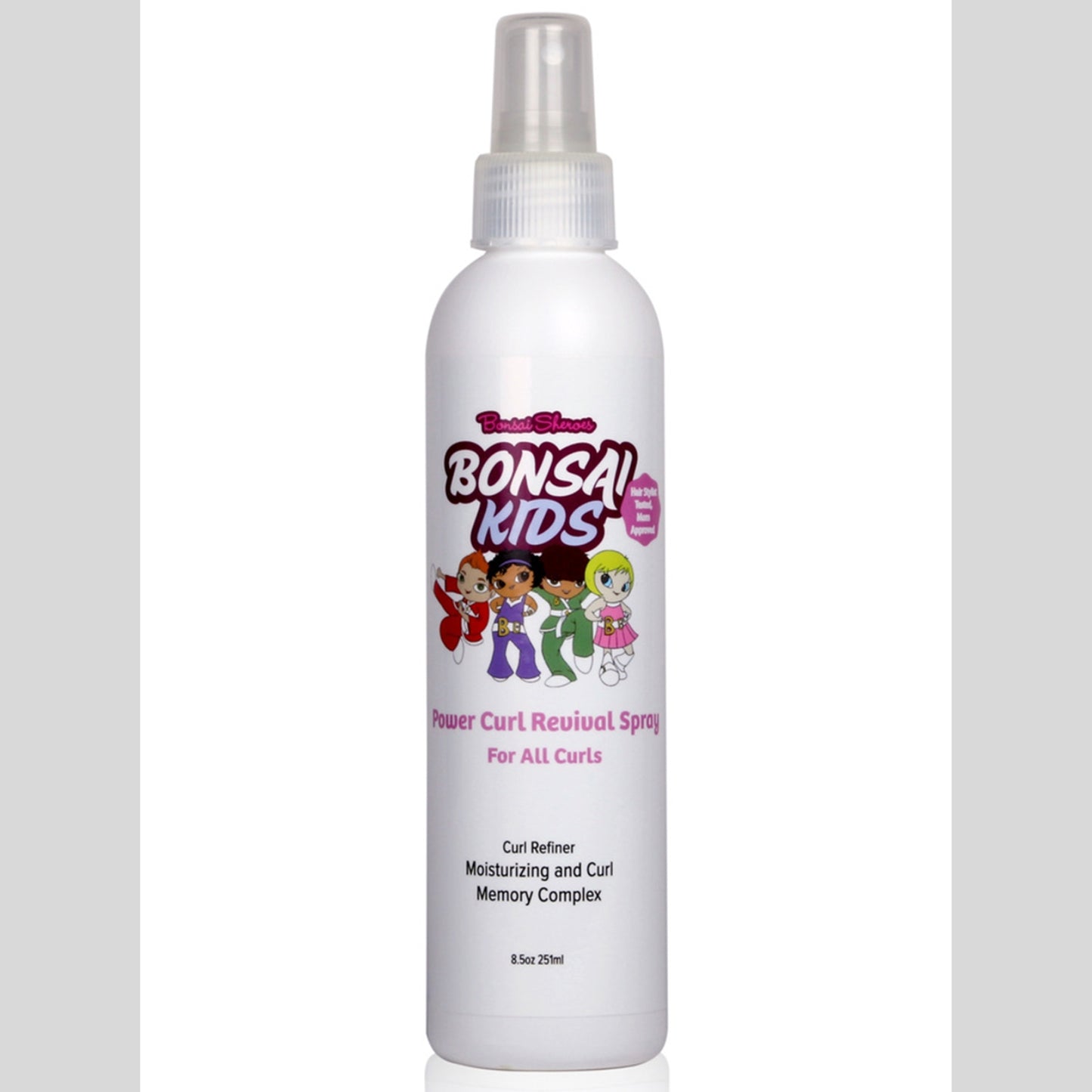 Bonsai Kids hair care spray bottle on a white background
