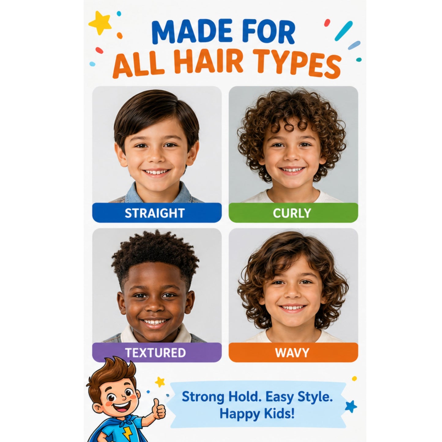 Higgy’s Kids Hair Gel Strong Hold 6oz – Water-Based Hair Styling Gel for Boys and Girls – Tames Flyaways, Non-Flaking, Easy Wash-Out Hair Gel for Toddlers and Kids