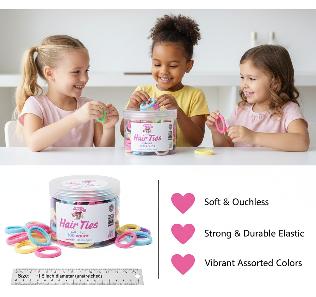 girl playing with bonsai kids hair ties 