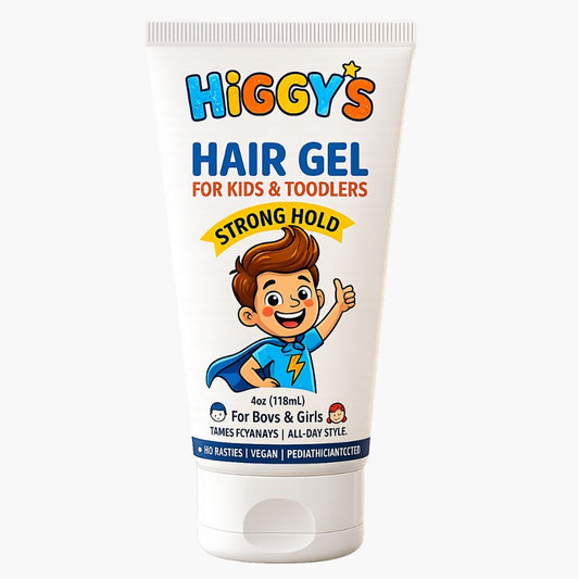 Higgy’s Kids Hair Gel Strong Hold 6oz – Water-Based Hair Styling Gel for Boys and Girls – Tames Flyaways, Non-Flaking, Easy Wash-Out Hair Gel for Toddlers and Kids