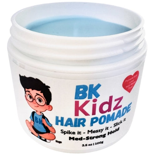 Jar of BK Kidz Hair Pomade with cartoon character on a white background