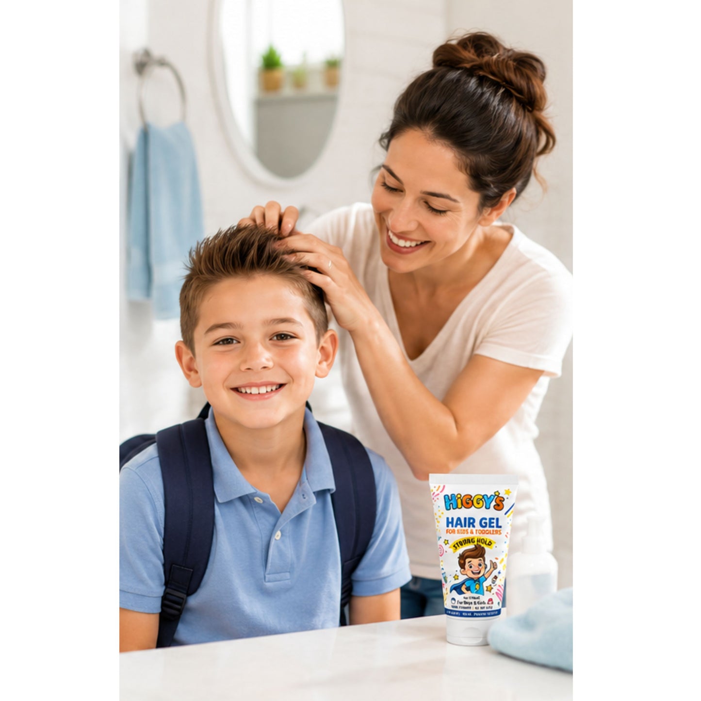 Higgy’s Kids Hair Gel Strong Hold 6oz – Water-Based Hair Styling Gel for Boys and Girls – Tames Flyaways, Non-Flaking, Easy Wash-Out Hair Gel for Toddlers and Kids