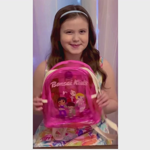 girl with pink backpack bonsai kids