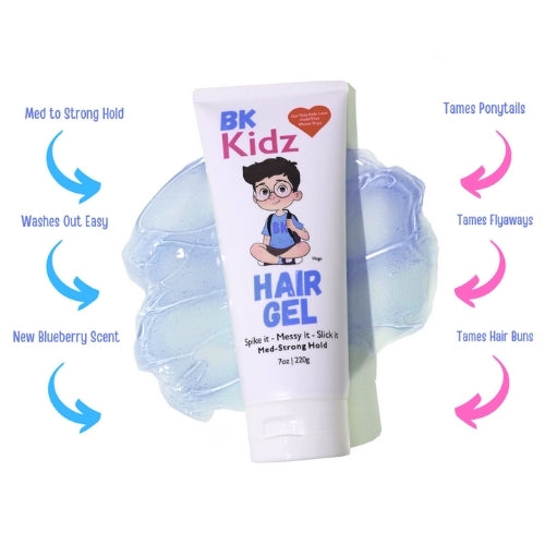 BK Kidz hair gel with features listed on a white background