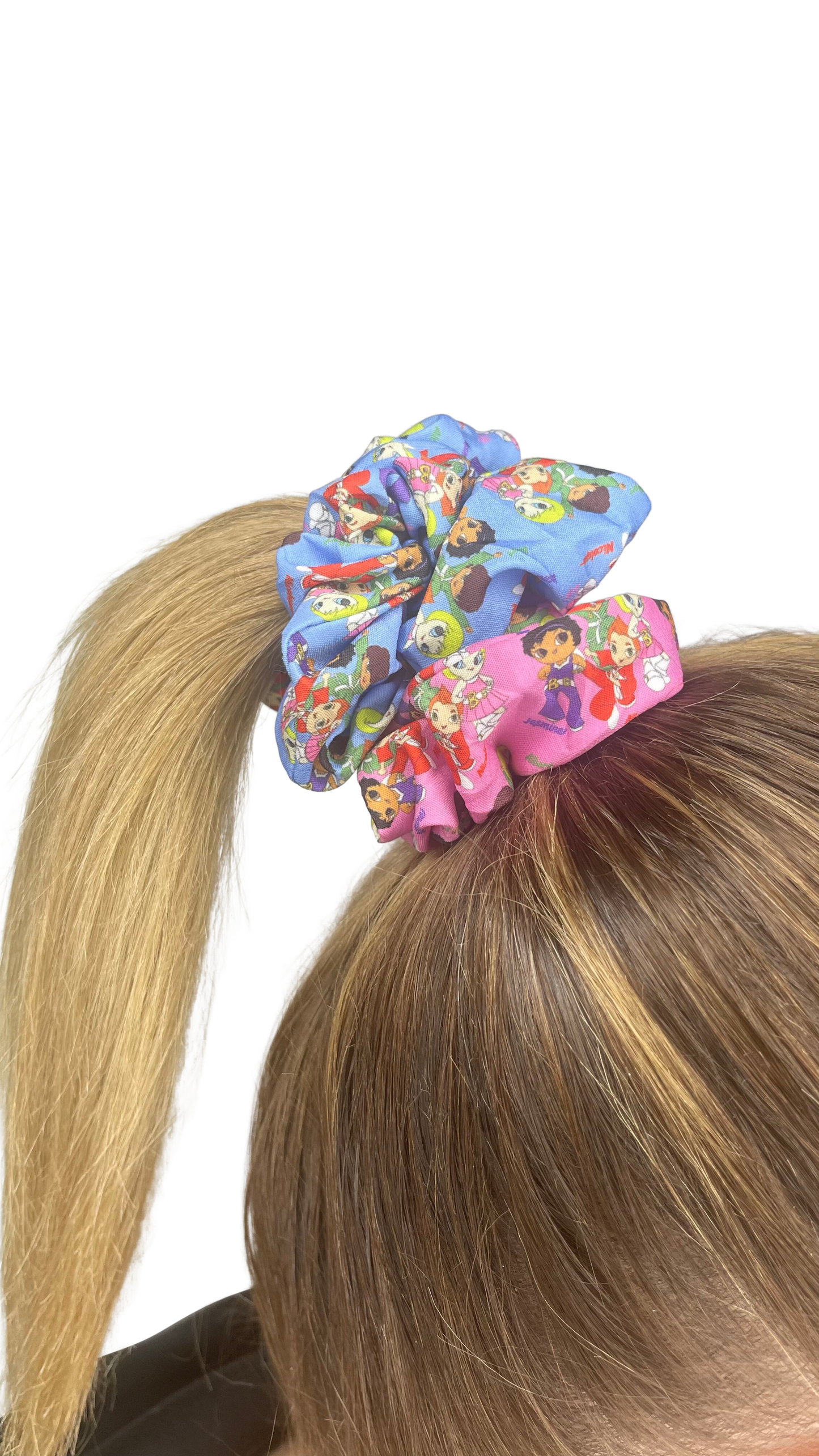 Scrunchies for all hair types and styles, ideal for straight or curly hair, ponytails, buns, updos, and cute pigtails. Use one or all three for a unique look.