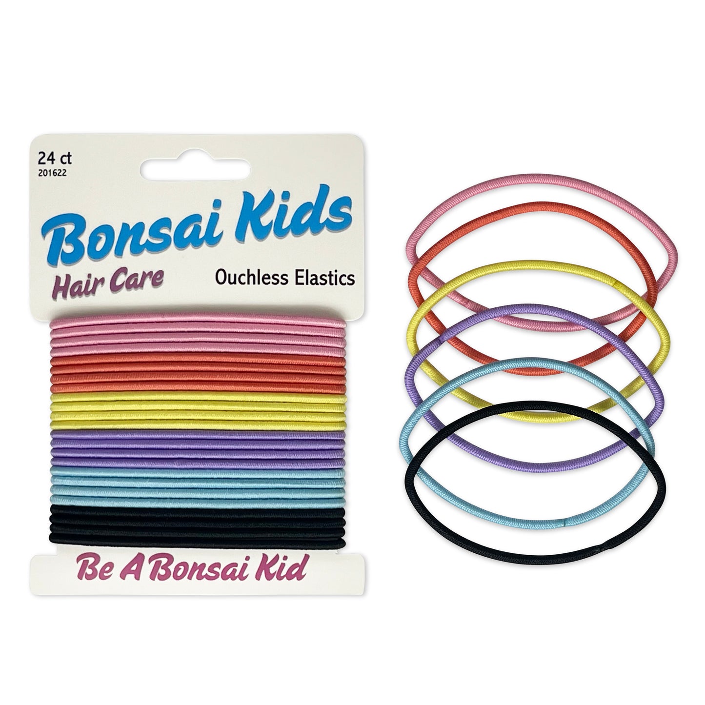  Bonsai Kids Ouchless Elastics—shop now for what every girl wants: a pretty and unique hairstyle. Style their hair in comfort with maximum flexibility and hold, perfect for everything from messy buns to sleek ponytails. The braided design and thick inner core ensure durability and comfort.