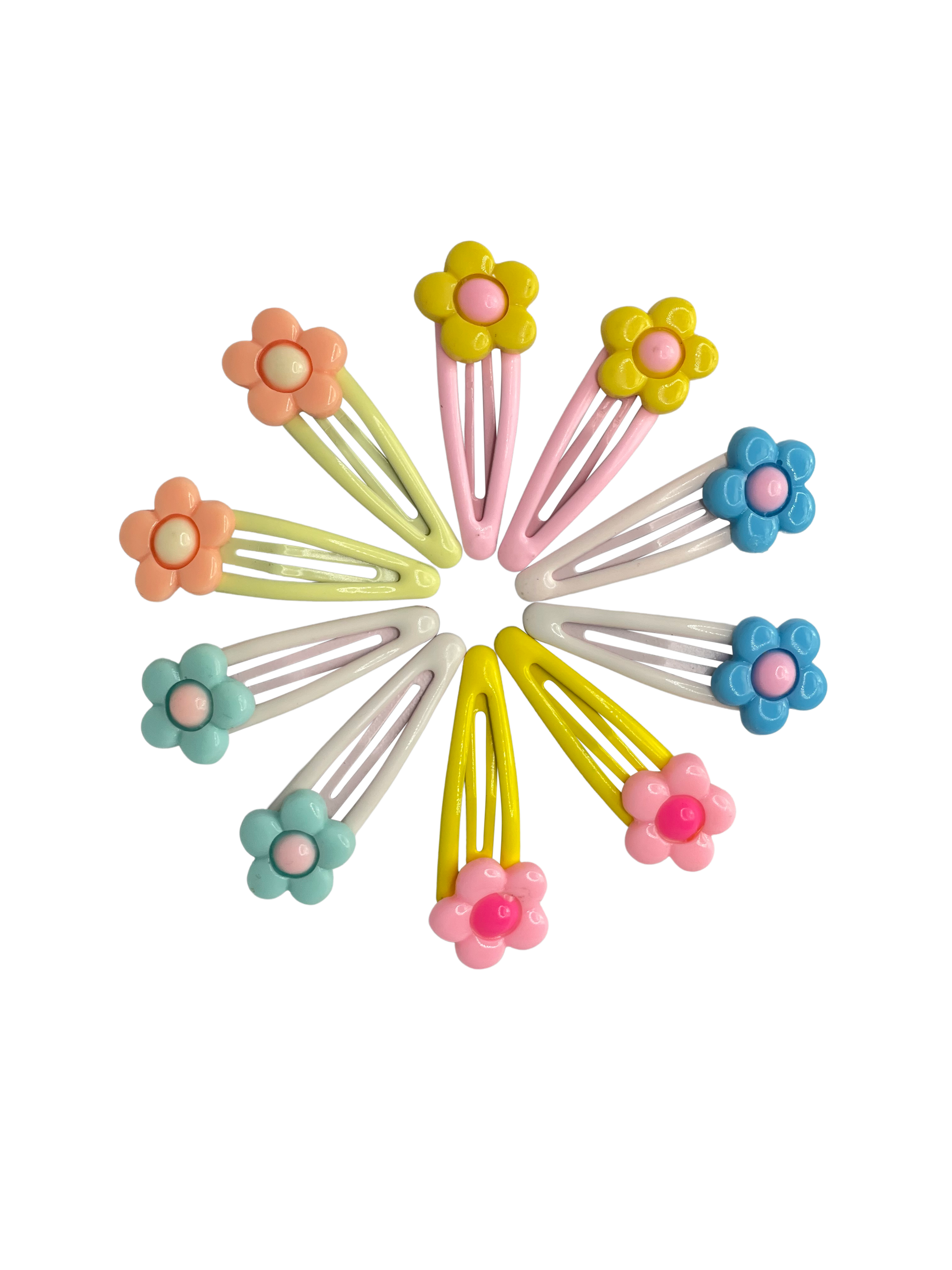 Buy Bonsai Kids Princess Clips 10ct with Flowers - Add a touch of color with pink, green, yellow, orange, and blue flower clips. Ideal for all hairstyles—ponytails, curls, straight hair, updos, and buns. Comfortable, secure hold, perfect for everyday use. Unisex and suitable for all hair types.
