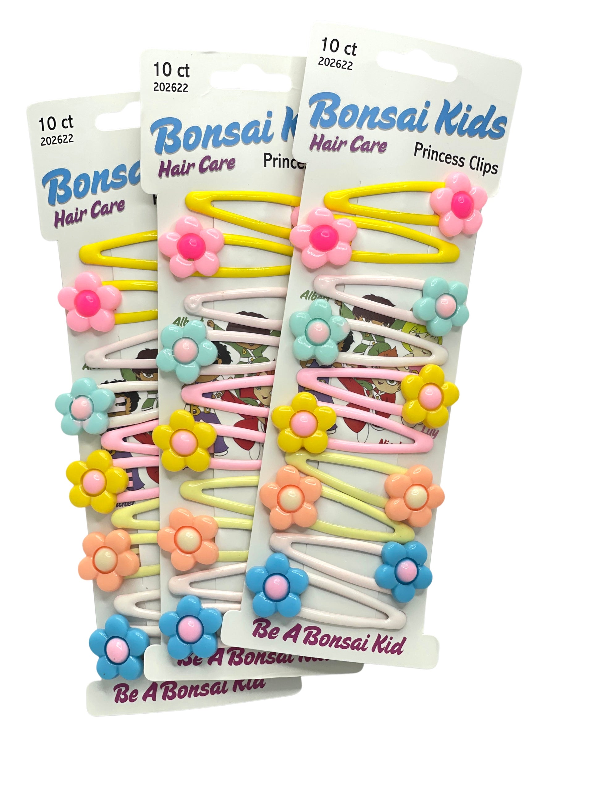 Buy Bonsai Kids Princess Clips 10ct with Flowers - Add a touch of color with pink, green, yellow, orange, and blue flower clips. Ideal for all hairstyles—ponytails, curls, straight hair, updos, and buns. Comfortable, secure hold, perfect for everyday use.  Girls hair clips