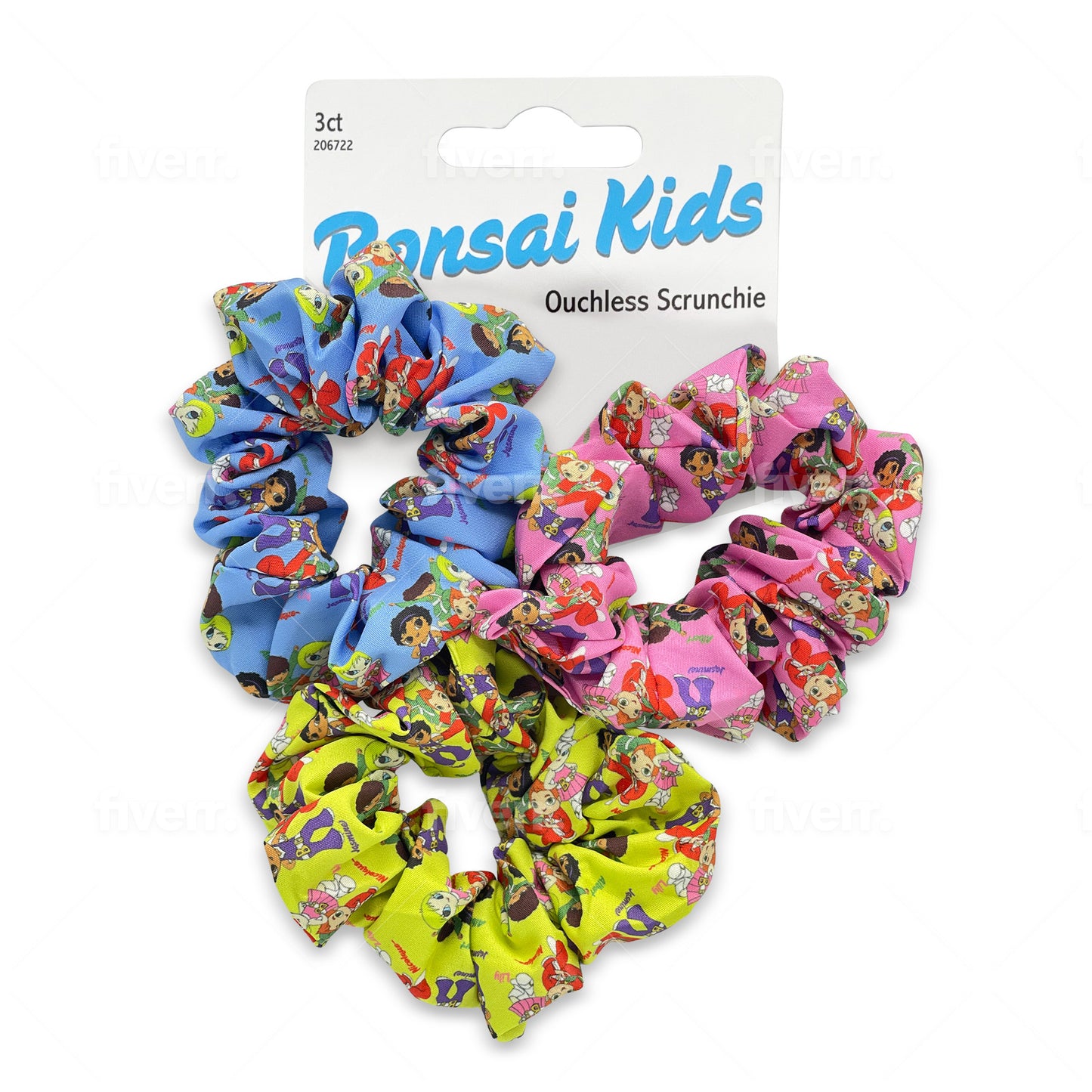 Scrunchies for all hair types and styles, ideal for straight or curly hair, ponytails, buns, updos, and cute pigtails. Use one or all three for a unique look.